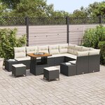 vidaXL Ensemble de canapé de jardin 12 Pièces Noir Poly rotin