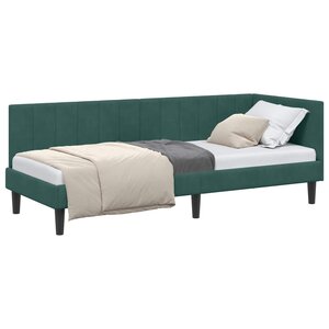vidaXL Cadre de lit d'angle Vert foncé 80 cm x 200 cm Velours