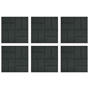vidaXL Pierre de marchage 6 pièces Noir 40 5 x 40 5 x 2 cm Caoutchouc