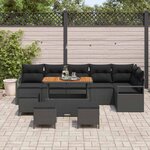 vidaXL Ensemble de canapé de jardin 10 Pièces Noir Poly rotin