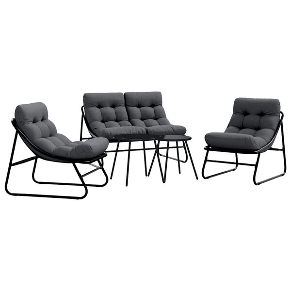 vidaXL Ensemble de salle à manger pour jardin 5 Pièces Noir Acier