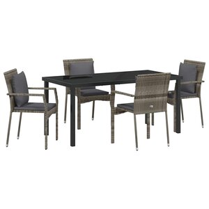 vidaXL Ensemble de salle à manger pour jardin 5 Pièces Gris polyrotin