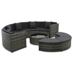 vidaXL Salon de jardin 7 Pièces avec coussins Résine tressée Gris
