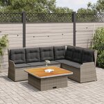 vidaXL Salon de jardin 5 Pièces avec coussins Gris Résine tressée