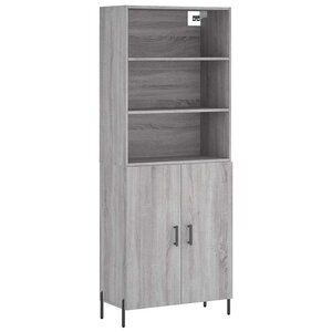 vidaXL Buffet haut Sonoma gris 69 5x34x180 cm Bois d'ingénierie