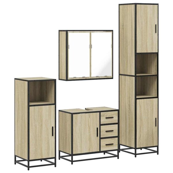 vidaXL Ensemble de meubles de salle de bain 4 Pièces chêne sonoma