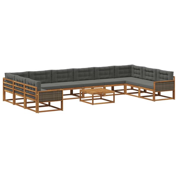 vidaXL Ensemble de canapés d'extérieur 11 Pièces Naturel et Anthracite