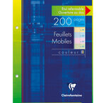 Etui de 100 Feuillets mobiles couleur 17x22cm 200p (25x4 coul.assorties) séyès CLAIREFONTAINE