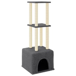 vidaXL Arbre à chat avec griffoirs en sisal Gris foncé 133 5 cm