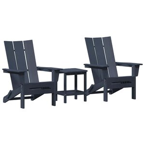 vidaXL Chaise de jardin 3 pc Bleu marine Polyéthylène