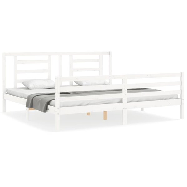 vidaXL Cadre de lit sans matelas blanc bois massif