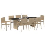 vidaXL Ensemble de salle à manger pour jardin 9 Pièces Beige Poly rotin