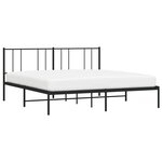 vidaXL Cadre de lit métal sans matelas avec tête de lit noir 200x200cm