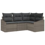 vidaXL Canapé de jardin 4 pièces avec coussins gris poly rattan