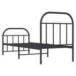 vidaXL Cadre de lit métal sans matelas avec pied de lit noir 75x190 cm