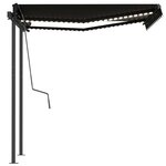 vidaXL Auvent automatique avec capteur de vent LED 3 5x2 5m Anthracite