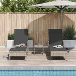 vidaXL Chaise longue 2 Pièces Gris clair 35 x 35 x 32cm polyrotin