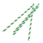 Paille  en papier fiesta green - vert & blanc - lot de 250 -  - papier