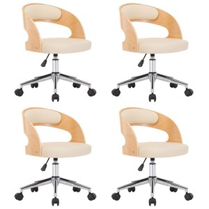 vidaXL Chaises pivotantes à manger lot de 4 bois courbé et similicuir