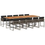 vidaXL Ensemble à manger de jardin 11Pièces avec coussins gris poly rotin