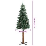 vidaXL Sapin de Noël mince bois véritable et neige blanche vert 150 cm