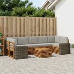 vidaXL Ensemble de canapés d'extérieur 8 Pièces Naturel et gris clair