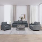 vidaXL Ensemble de canapés 3 Pièces avec coussins Gris foncé Velours