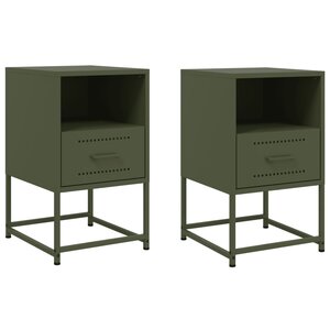 vidaXL Tables de chevet 2 Pièces vert olive 36x39x60 5 cm acier