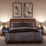 vidaXL Tables de chevet murales avec lumières LED 2 Pièces chêne marron