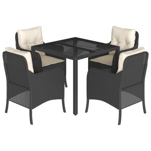 vidaXL Ensemble à manger de jardin coussins 5Pièces Noir Résine tressée