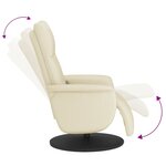 vidaXL Fauteuil inclinable de massage et repose-pieds crème similicuir