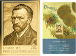 Monnaie SUNFLOWERS Vincent Van Gogh 1/1000 Oz Medaille Or