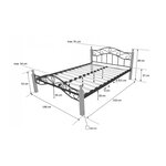 Design metal lit double 140 x 200 cadre de lit lattes bois neuf noir brun