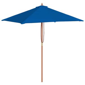 vidaXL Parasol de jardin avec mât en bois bleu 150x200 cm