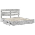 vidaXL Lit de Rangement Gris béton 200 x 200 cm Bois d'ingénierie