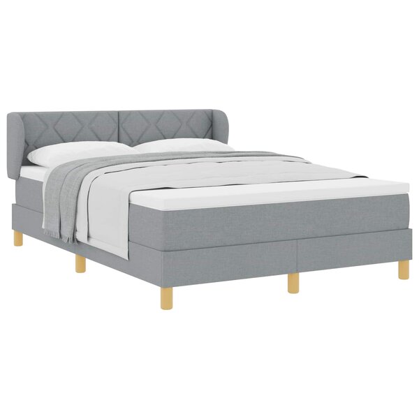 vidaXL Lit à ressorts avec matelas Gris clair 160 x 200 cm tissu