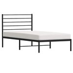 vidaXL Cadre de lit métal sans matelas avec tête de lit noir 100x190cm
