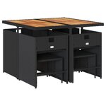 vidaXL Ensemble à manger de jardin 9Pièces coussins noir résine tressée