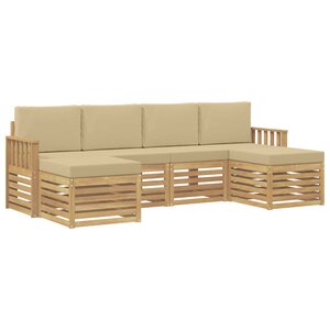 vidaXL Ensemble de canapés d'extérieur 5 Pièces Blanc et Beige