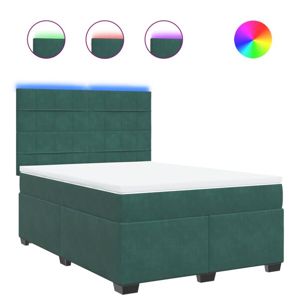 vidaXL Sommier à lattes de lit et matelas Vert foncé 160x200cm Velours