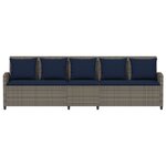 vidaXL Canapé de jardin avec coussins 5 places gris résine tressée