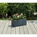 Bac a fleurs en fibre de verre style ciment - 56 x 27 x 25 cm - 35 L - Gris anthracite