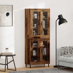 vidaXL Haut Armoire 2 Pièces Bois Ancien Bois Aggloméré et Verre