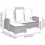 vidaXL Canapé de jardin inclinable coussins forme L marron polyrotin