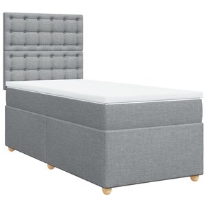 vidaXL Sommier à lattes de lit avec matelas Gris clair 100x200cm Tissu
