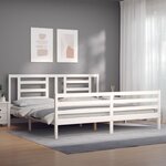 vidaXL Cadre de lit sans matelas blanc bois massif