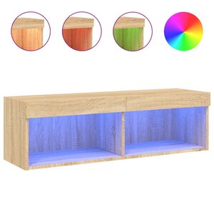 vidaXL Meuble TV avec lumières LED chêne sonoma 100x30x30 cm