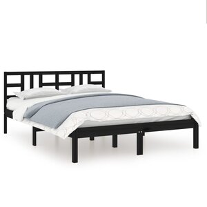vidaXL Cadre de lit sans matelas noir 200x200 cm bois massif