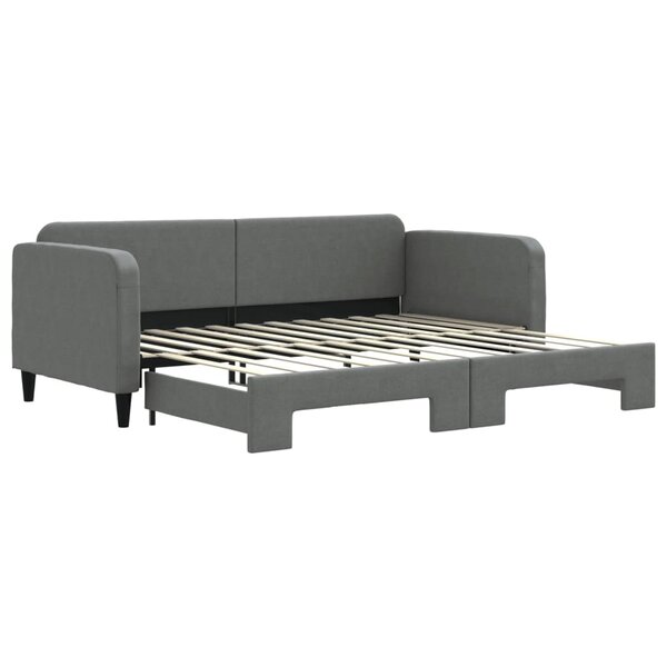 vidaXL Lit de jour avec gigogne sans matelas gris foncé 90x200 cm