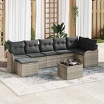 vidaXL Ensemble de canapé de jardin 8 Pièces Gris clair Poly rotin